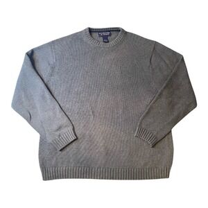 Roundtree & Yorke Mens Gray 100% Cotton Crewneck Textured Knit Sweater Size L